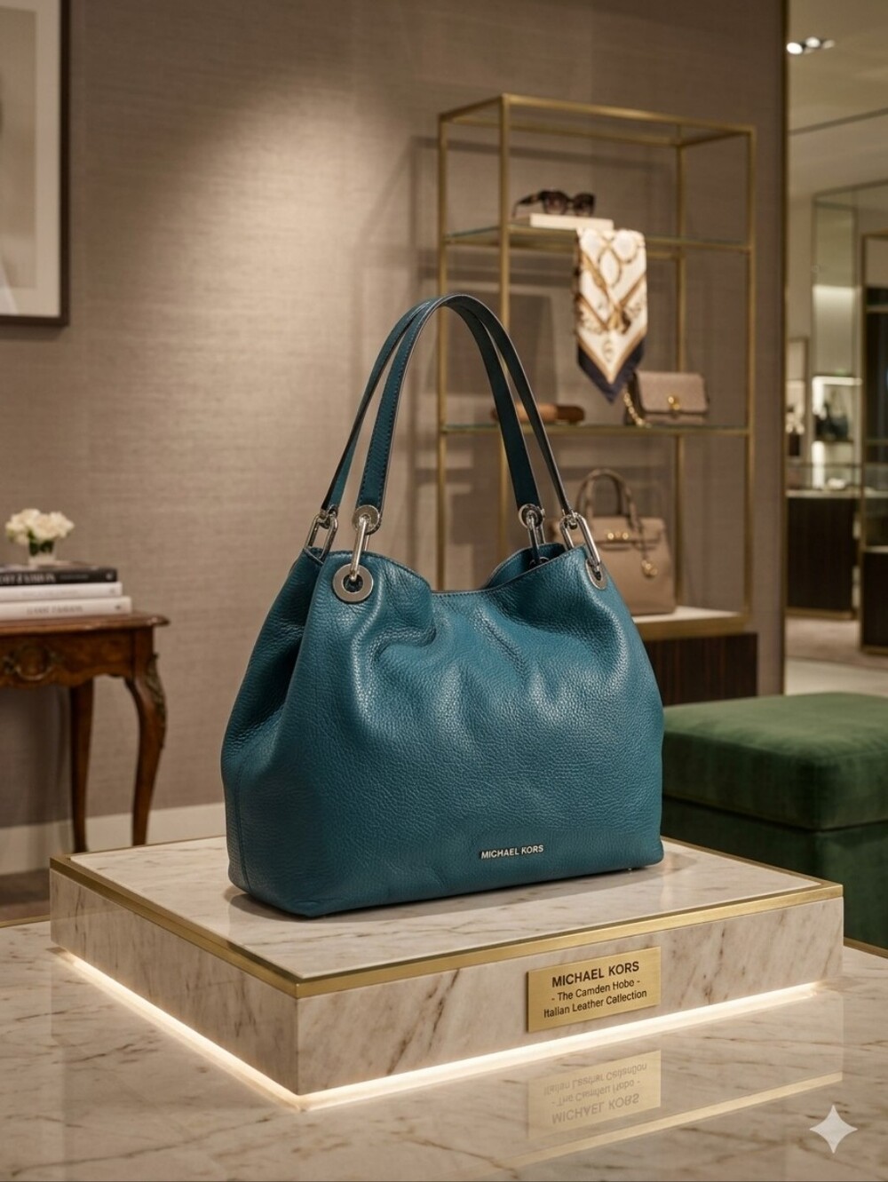 Michael Kors Teal Leather Shoulder Bag